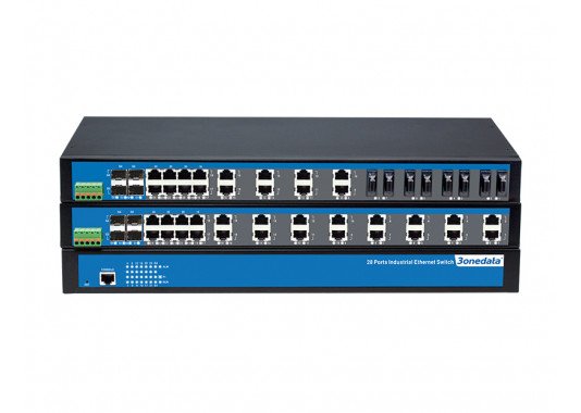 28-prievadų 100M/Gigabit 2-ojo lygmens valdomi pramoniniai Ethernet komutatoriai IES5028